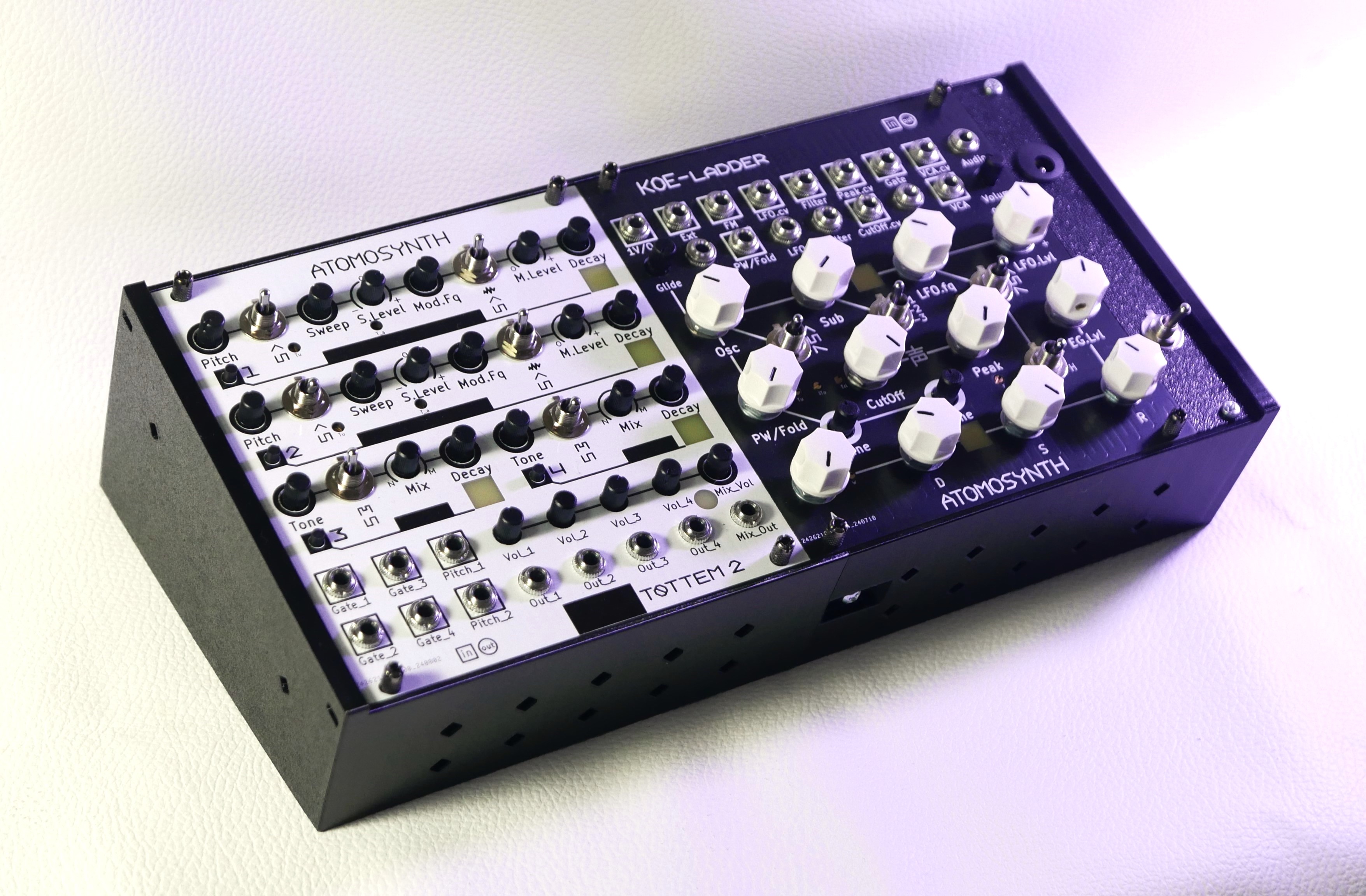 mini eurorack modular system with a tottem module and Koe module